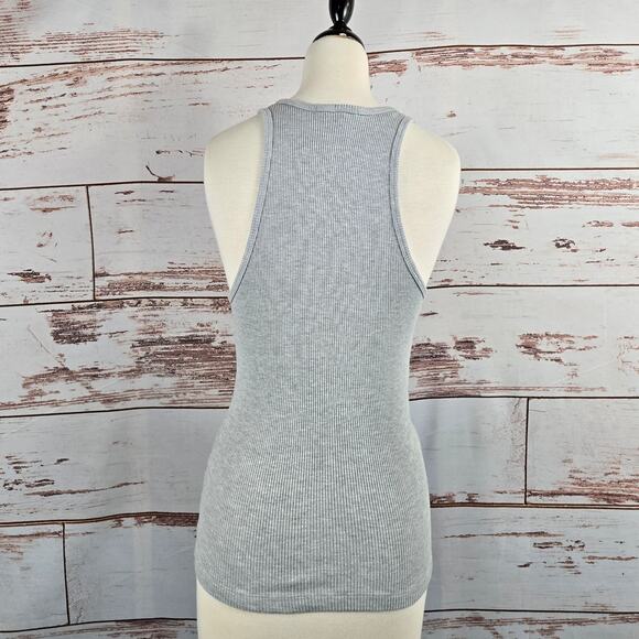Agolde Bianca Tank Heather Grey Ribbed Size Large - Picture 3 of 7